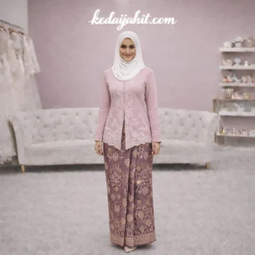 Model wanita Melayu memakai kebaya moden custom hasil tukang jahit 24 jam di kedaijahit.com Ampang